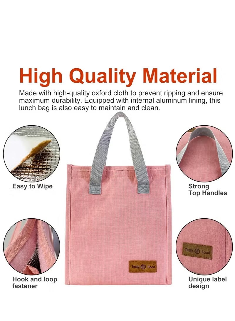 Hoasis Lunch Bag, Insulated Lunch Bag for Women Men Kids, Reusable Insulated Lunch Bag, Leakproof Simple Bento Lunch Tote, Lunch Bag Insulated, for Office, Work, School, Picnic or Travel (Pink) - Image 3
