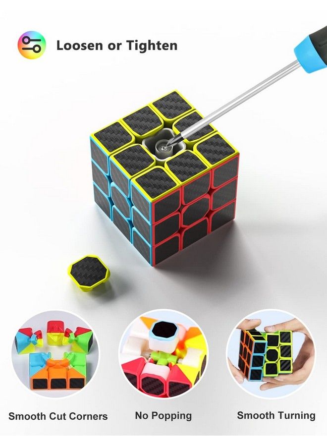 VDEALEN مجموعة مكعبات السرعة من ألياف الكربون - مجموعة مكعبات سحرية 2X2X2 و 3X3X3 ومكعب هرم - Image 3