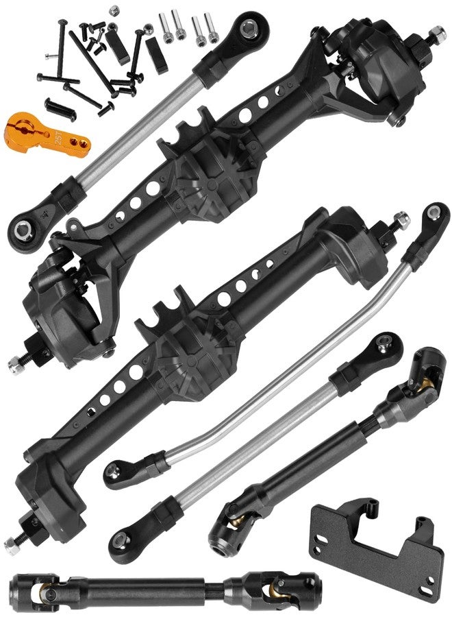 RCHuiWow RC Plastic Nylon Portal Axles & Drive ShaftsUpgrades Part for SCX10 SCX10 II,Front Rear Axle Housing w/Steel Gears Metal Bearings & 2pcs Driveshafts Black - Image 1