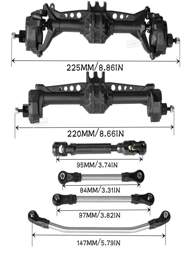 RCHuiWow RC Plastic Nylon Portal Axles & Drive ShaftsUpgrades Part for SCX10 SCX10 II,Front Rear Axle Housing w/Steel Gears Metal Bearings & 2pcs Driveshafts Black - Image 4