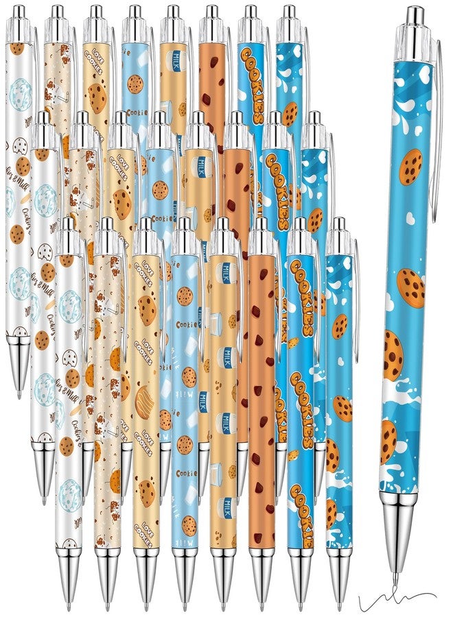 Beupy 24 Pcs Milk and Cookies Ballpoint Pens Bulk Milk and Cookies Birthday Party Supplies Black Ink Retractable Ballpoint Pens for Guests Cookie Lovers Birthday Baby Shower Party Favor Decorations - Image 1