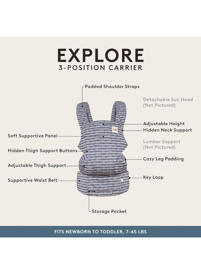 TULA Baby Tula Explore Carriers - Breathable Baby Carrier Newborn to Toddler - Adjustable Toddler Carrier - Multiple Ergonomic Positions Front and Back - Ergonomic Fit for 7-45 lb - Mesh, Beyond - Image 3