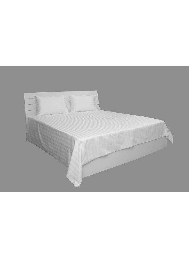 Hotel Linen Klub Hotel Linen Klub Double Bed Sheet Set - 3 Pieces, Premium 100% Cotton Sateen with 250 Thread Count, Elegant 1-Inch Stripe Design, Size: 220 x 240 cm + 2 Pillowcases (50 x 75 cm), Crisp White Finish - Image 3