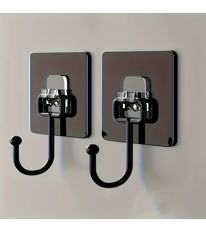 Black Self Adhesive Rotating Hooks 5 Pack Waterproof Sticker Holder for Wall Door Kitchen Bathroom Storage - Image 4