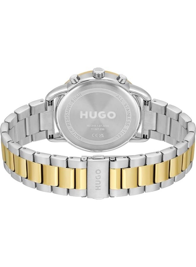 بوس ساعة HUGO للرجال بنظام كوارتز تناظري ومتعددة الوظائف، مع سوار من الستانلس ستيل ثنائي اللون - 1530235 - Image 3