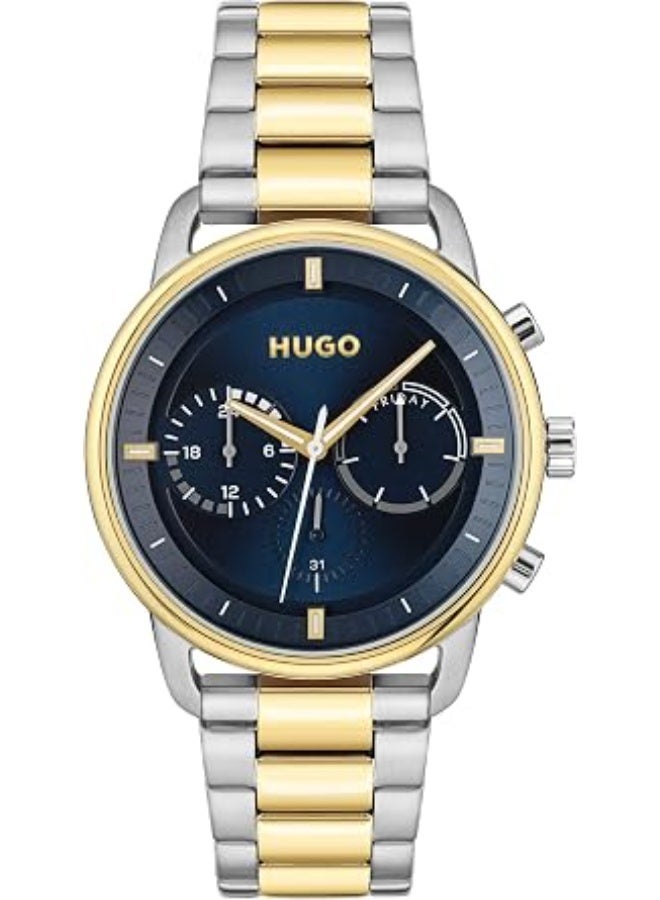 بوس ساعة HUGO للرجال بنظام كوارتز تناظري ومتعددة الوظائف، مع سوار من الستانلس ستيل ثنائي اللون - 1530235 - Image 1