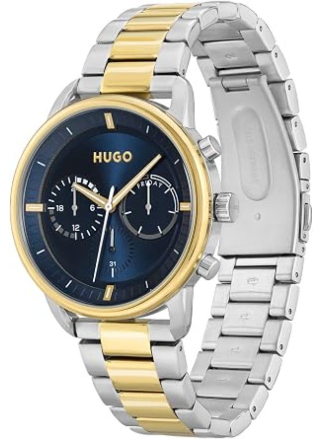 بوس ساعة HUGO للرجال بنظام كوارتز تناظري ومتعددة الوظائف، مع سوار من الستانلس ستيل ثنائي اللون - 1530235 - Image 4