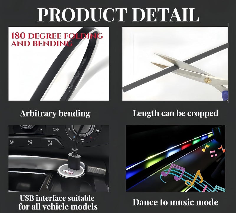 AutoBizarre 43 inch Multicolor Music Controlled Sound Activated Car Interior Decoration Dashboard Ambient Lighting USB K4 Magic Lights with Remote & Mobile Application Control(Works with All Cars) - Image 5