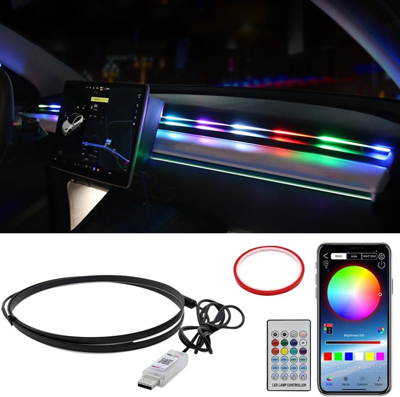 AutoBizarre 43 inch Multicolor Music Controlled Sound Activated Car Interior Decoration Dashboard Ambient Lighting USB K4 Magic Lights with Remote & Mobile Application Control(Works with All Cars) - Image 1