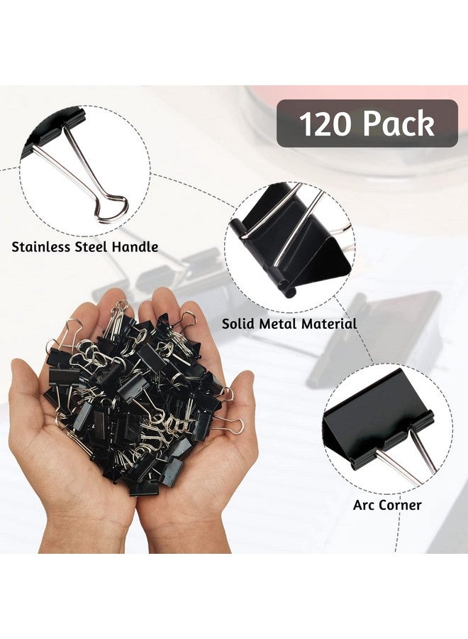 OWLKELA 120 Pack Black Binder Clips 0.75 Inch, Small Paper Clamps, Black Paper Binder Clips, Office Clips, Mini Binder Clips, Small Clips For Office Supplies Home School And Business - Image 3
