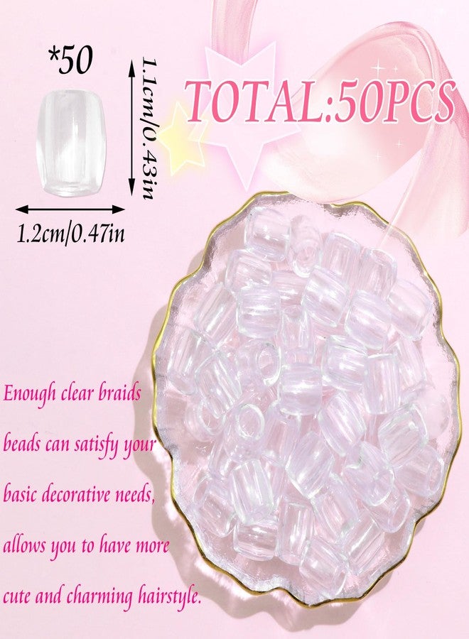 VENOFEN 50PCS Clear Hair Beads for Braids Loc Jewelry Large Beads Dreadlock Accessories Cute Acrylic Pony Beads Hair Decoration for Girls and Women - Image 4