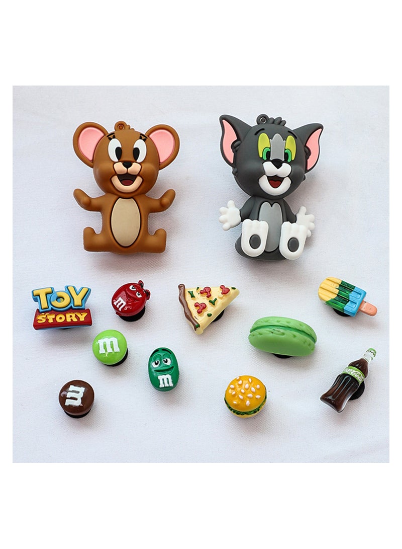 SOLARAE 12 Pcs Cartoon Shoe Charms for Croc, Lovely Shoe Charms Packs Decorations, PVC Charms Decoration for Kids Teens Girls Party Favor Gifts, NOT Including Shoes (Mouse & Cat) - Image 2