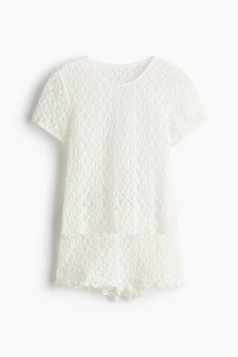 H&M  Picot-trimmed lace pyjamas for Women | Best Price UAE