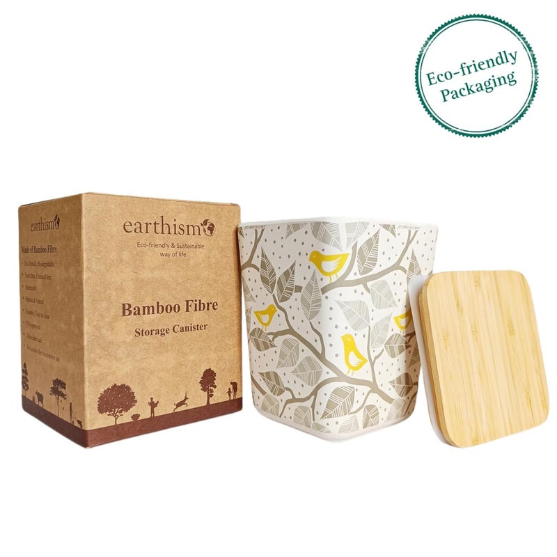 Earthism EcoFriendly Bamboo Fibre CanisterStorage Container Air Tight 1000 ml Life White Grey - Image 4