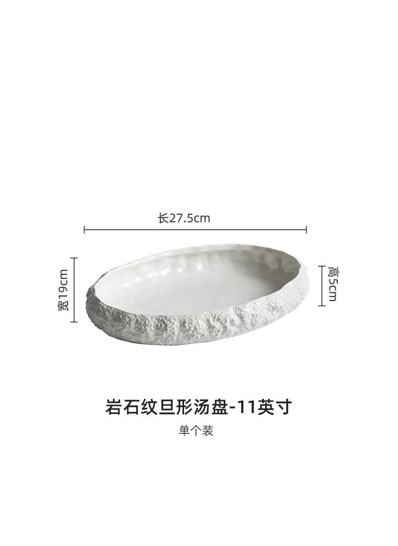 Ceramic Seafood Platter 2024 Luxury Design 11-inch Rock Sticky Soup Plate