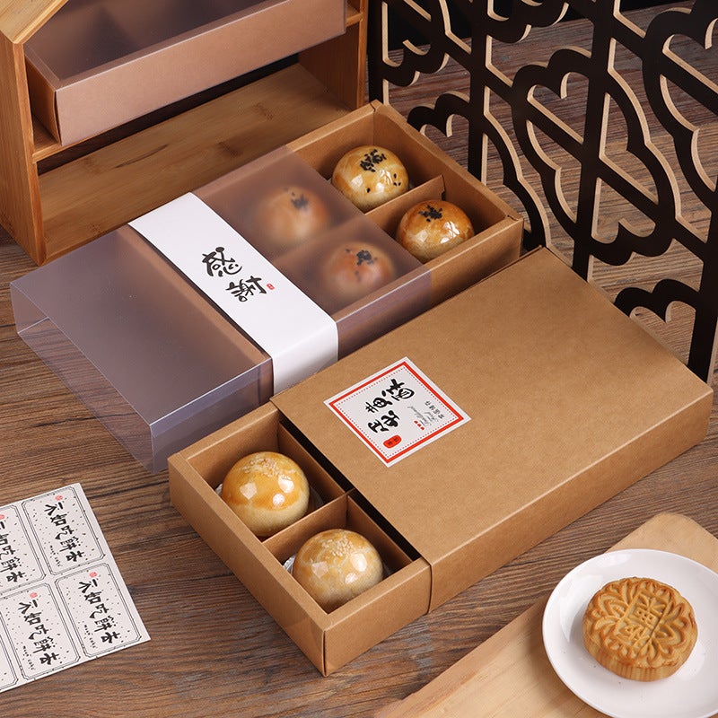 6 Gongge Thickened 80G Mid-Autumn Moon Cake Gift Box Egg Yolk Crisp Green Ball Packing Box Nougat Snowflake Crisp Packing Box - Image 3