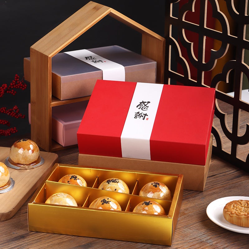 6 Gongge Thickened 80G Mid-Autumn Moon Cake Gift Box Egg Yolk Crisp Green Ball Packing Box Nougat Snowflake Crisp Packing Box - Image 4