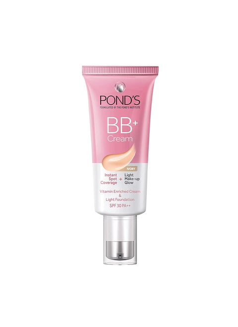POND'S Bb+ Cream, Instant Spot Coverage + Light Make-Up Glow, Ivory 30G, Natural