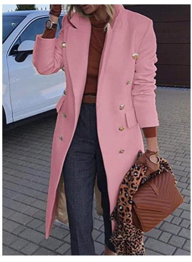 Autumn And Winter New Women's Long-sleeved Mid-length Woolen Women's Coat Double-breasted Woolen Coat