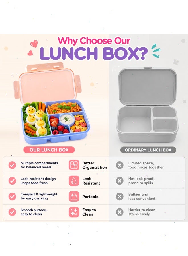 Topyich 5-Compartment Lunch Box,  Divided Bento Box with Lid, BPA-Free Leakproof Lunch Box for School, Snacks & Fruits - Image 5