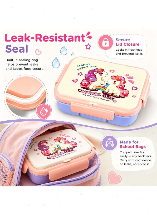 Topyich 5-Compartment Lunch Box,  Divided Bento Box with Lid, BPA-Free Leakproof Lunch Box for School, Snacks & Fruits - Image 4