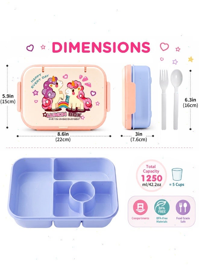 Topyich 5-Compartment Lunch Box,  Divided Bento Box with Lid, BPA-Free Leakproof Lunch Box for School, Snacks & Fruits - Image 2