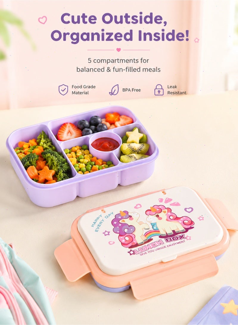 Topyich 5-Compartment Lunch Box,  Divided Bento Box with Lid, BPA-Free Leakproof Lunch Box for School, Snacks & Fruits - Image 1