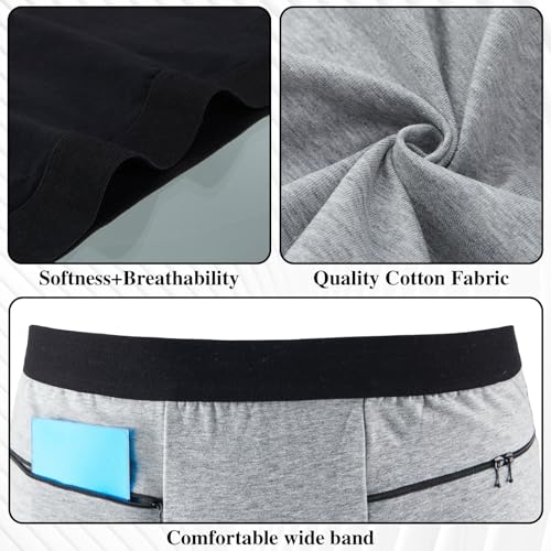 Funnysoft 2 Packs Men Pocket Underwear Boxer Panties Travel Briefs with Front Pockets for Men Compartment Items Accessories(X-Large,Black and Gray) - Image 4