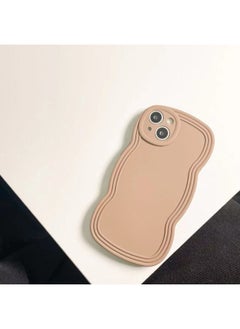 Ins Niche Wind Wave Edge IPhone16/15Pro Max Apple 14/13 Mobile Phone Case Soft Case-Color:KD Oil Injection Wavy Edge Khaki-Applicable Model:16pro (without Packaging)