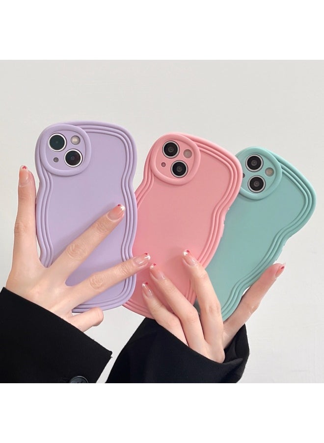 Generic - Ins Niche Wind Wave Edge IPhone16/15Pro Max Apple 14/13 Mobile Phone Case Soft Case-Color:KD Oil Injection Wavy Edge Khaki-Applicable Model:16pro (without Packaging) - Image 1