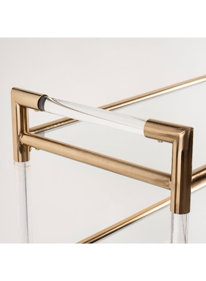 3 Tiers Acrylic Serving Trolley Gold 80x40x81.5Hcm - Image 3