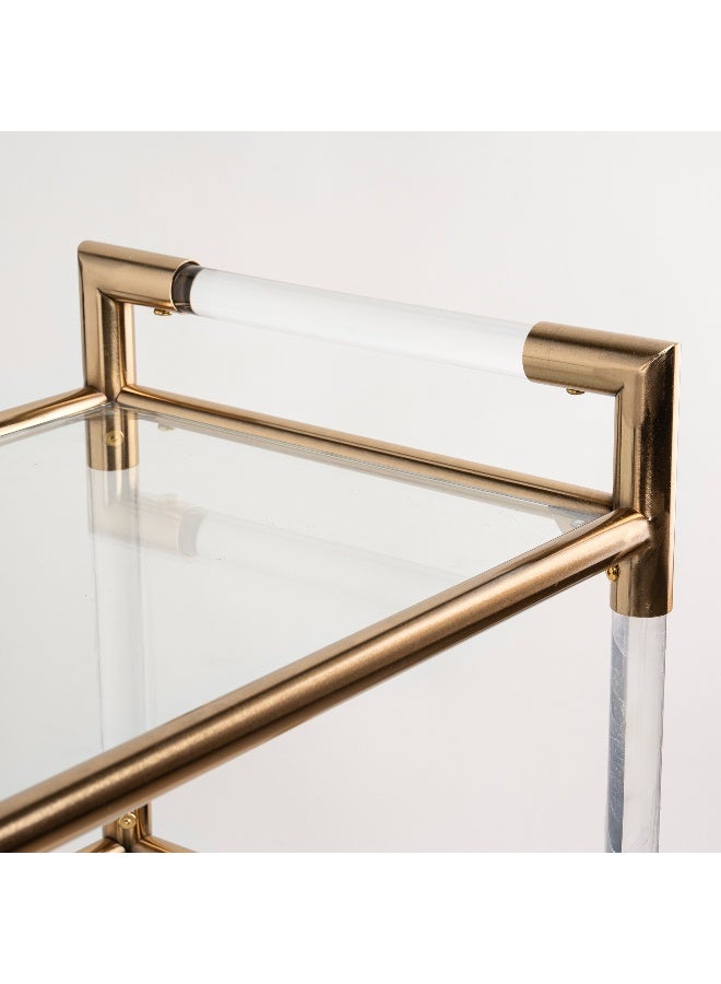 3 Tiers Acrylic Serving Trolley Gold 80x40x81.5Hcm - Image 4