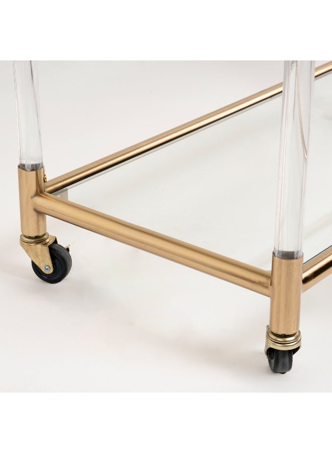 3 Tiers Acrylic Serving Trolley Gold 80x40x81.5Hcm - Image 5