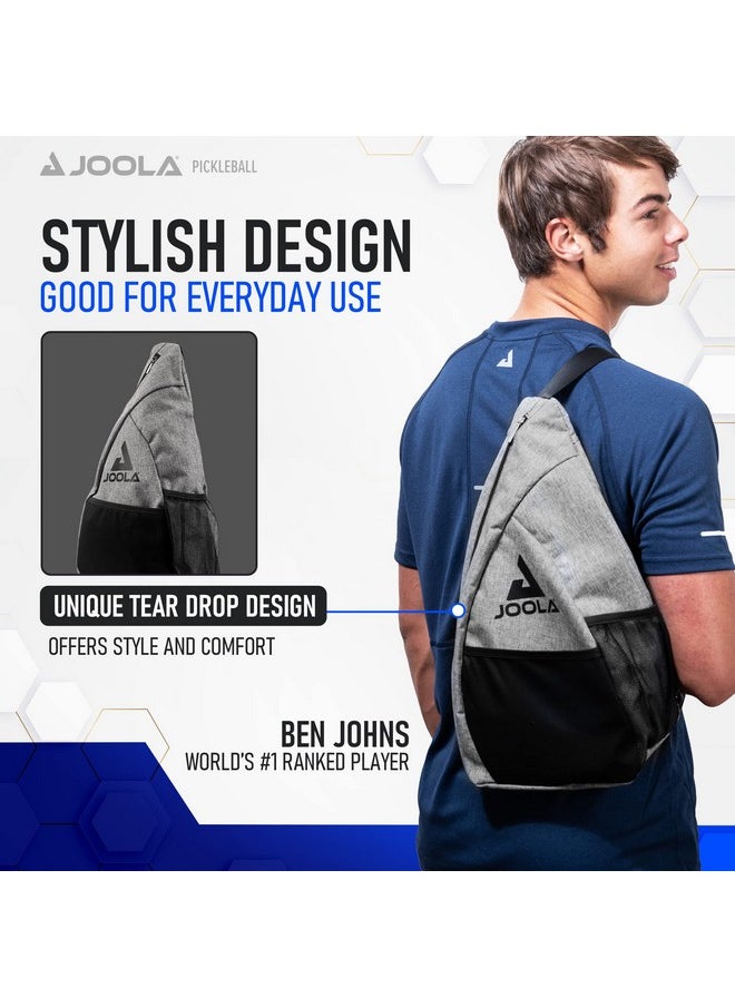 JOOLA - JOOLA Essentials Sling Pickleball Bag - Fits 2 Rackets and 2 Balls - Features Front Pocket, Fence Hook, & Water Bottle Mesh Pocket - Reversible Left or Right Single Backpack Strap - Image 1