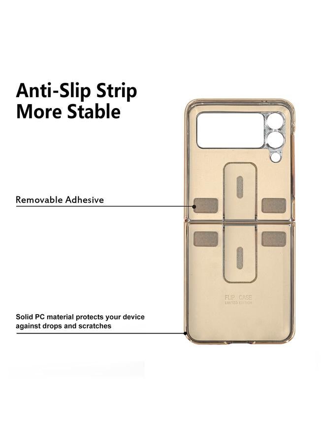 اس-توب جراب لهاتف Samsung Galaxy Z Flip4 مصنوع من الجلد الطبيعي بتصميم شبكي ماسي مع حلقة - Image 3