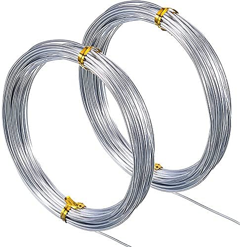 GREENARTZ 10mtrs 2pcs Silver Aluminium Craft Wire 1mm 2mm 5mtr each for crafts clay modelling stop animation bonsai jewelery making