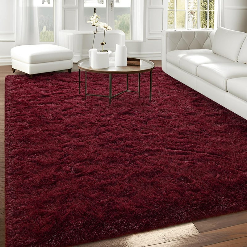 FALARK Fluffy Burgundy Red Rugs for Bedroom, 4x6 Feet Dark Red Area Rug for Living Room, Soft Shaggy Plush Cute Floor Carpet for Boys Kids Girls Bedroom, Non Slip and Washable Carpets for Home Decor - Image 3