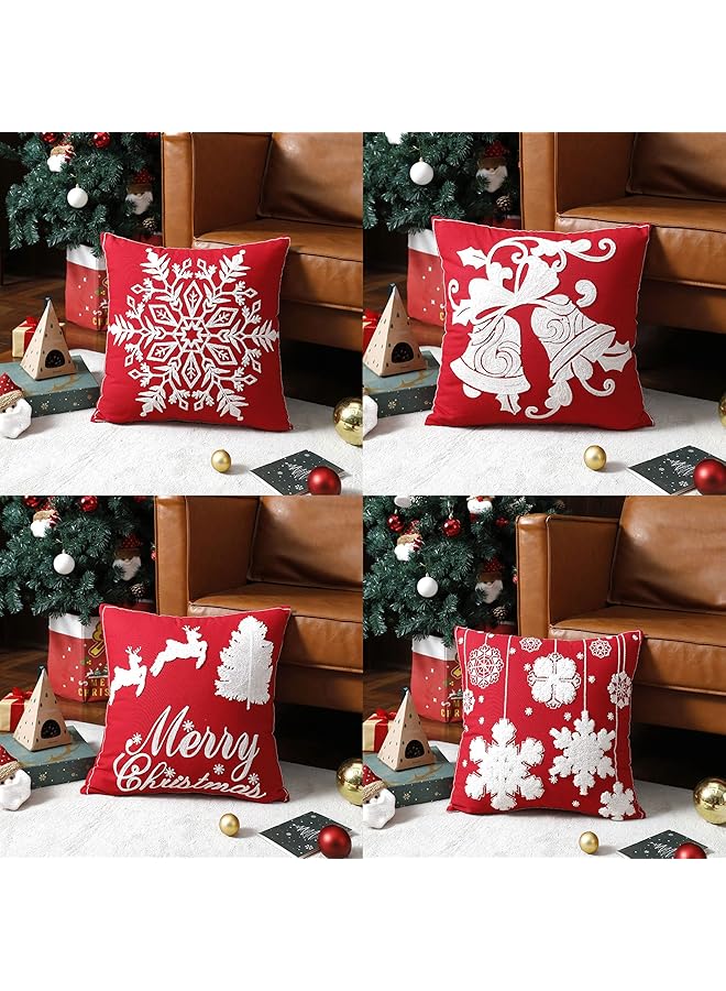 Green Tiger Christmas Pillow Covers 45x45, Pure Cotton Christmas Style Pillowcase, Soft Red Zippered Sofa Pillow Protective Case, Dustproof Pillow Protector for Christmas Day Home Decoration (A/B/C/D) - Image 1