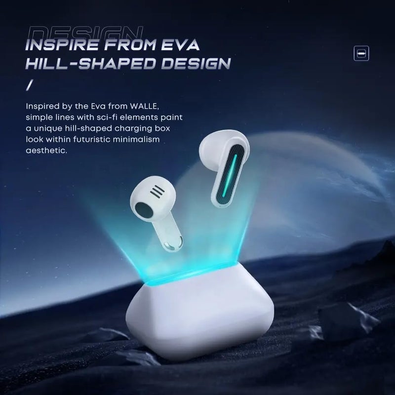TECHNOVIEW Gaming Earbuds with Advanced ENC Technology,HD Mic,BT V5.3,Low Latency, Sci - Fi Hill Shaped Design,300mAh Battery Life,Fast Charging in 1Hr,6Hrs Playtime,13mm Dynamic Drivers [White] - Image 2