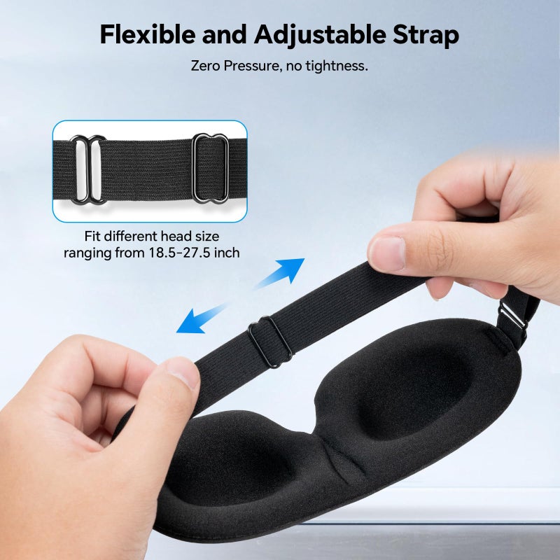 YIVIEW Sleep Mask for Side Sleeper Pack of 3, 100% Light Blocking 3D Eye Masks for Sleeping, Night Blindfold for Women Men - Image 4