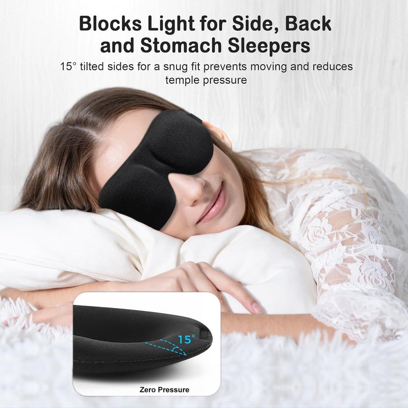 YIVIEW Sleep Mask for Side Sleeper Pack of 3, 100% Light Blocking 3D Eye Masks for Sleeping, Night Blindfold for Women Men - Image 3