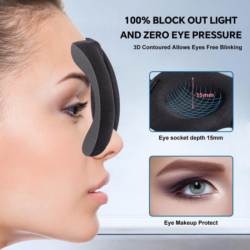 YIVIEW Sleep Mask for Side Sleeper Pack of 3, 100% Light Blocking 3D Eye Masks for Sleeping, Night Blindfold for Women Men - Image 5