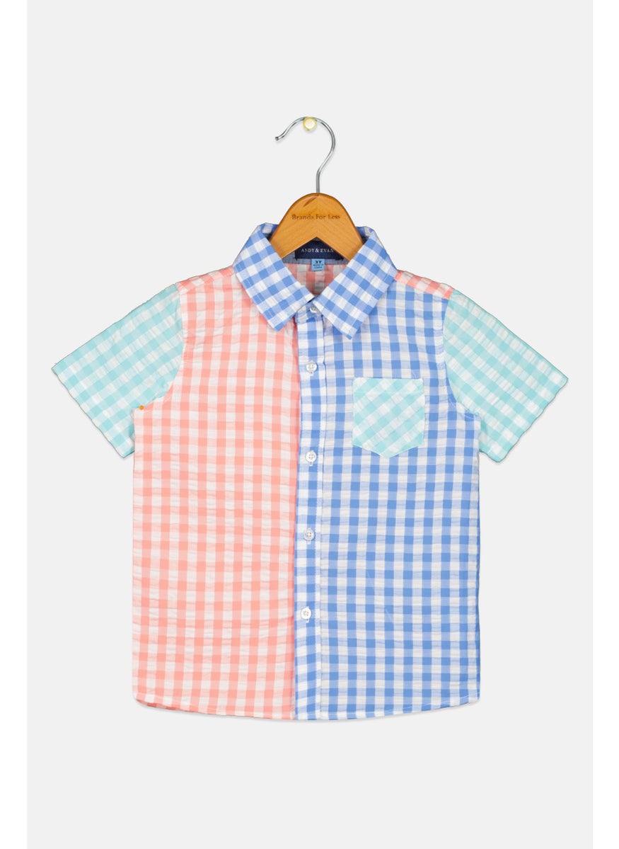 Andy & Evan Toddler Boy Spread Collar Short Sleeve Top, Blue  - Image 1