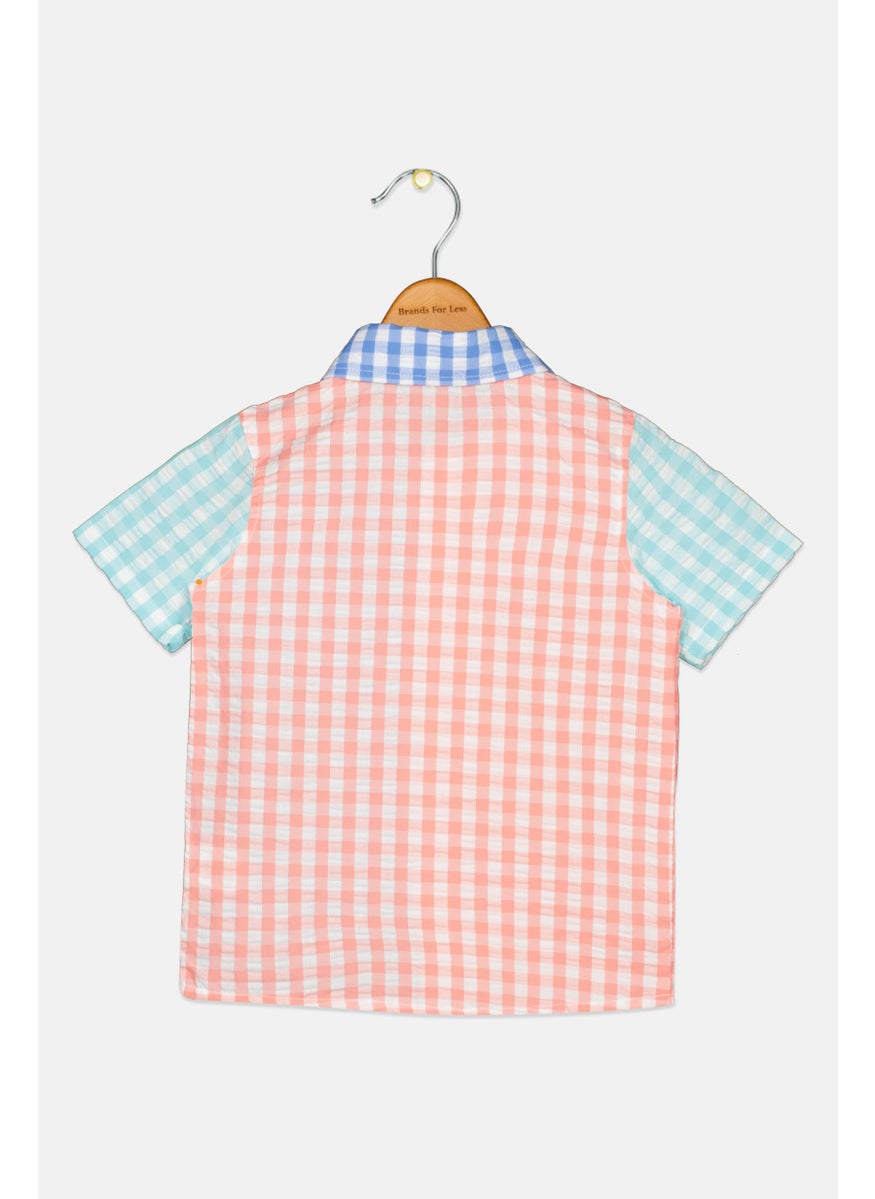 Andy & Evan Toddler Boy Spread Collar Short Sleeve Top, Blue  - Image 2