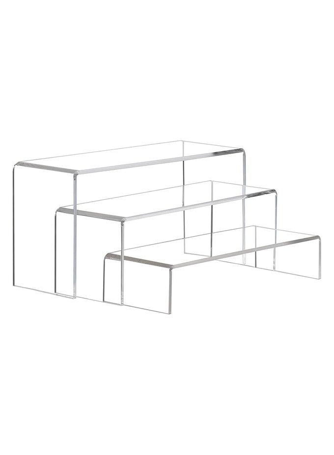 ACRYLIC CLEAR DISPLAY RISER, DISPLAY STAND FOR FOOD, PERFUME, CUPCAKE, JEWELRY, TOYS, AND MANY OTHERS (1 SET OF 3 PCS)