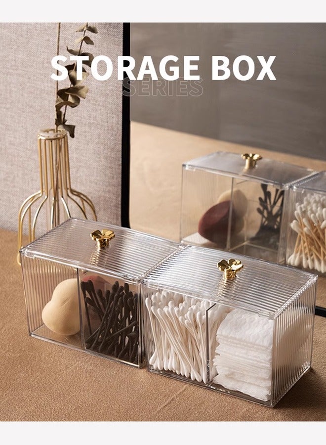 Transparent Cotton Storage, Makeup Pads Container, Split Storage Box with Lid - Image 1