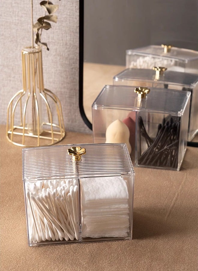 Transparent Cotton Storage, Makeup Pads Container, Split Storage Box with Lid - Image 2