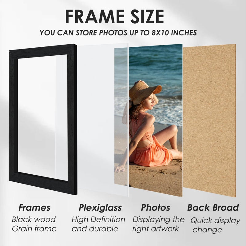 Abtgt 8x10 Picture Frame Set of 18, Gallery Wall Frame Set, 8x10 Frame Bulk Set 18 Pack for Wall Mounting or Tabletop Display, Black Woodgrain - Image 2