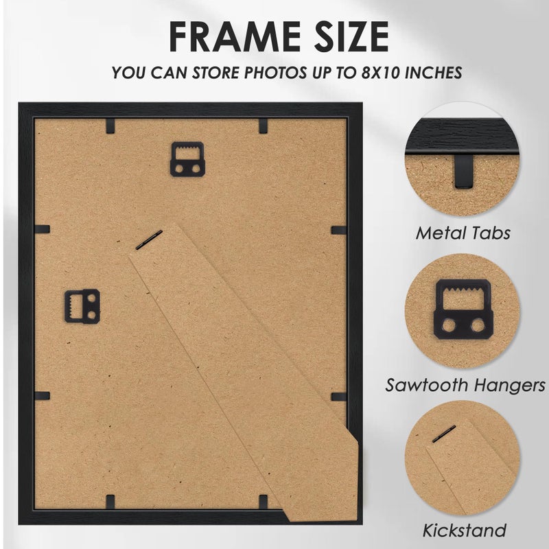 Abtgt 8x10 Picture Frame Set of 18, Gallery Wall Frame Set, 8x10 Frame Bulk Set 18 Pack for Wall Mounting or Tabletop Display, Black Woodgrain - Image 4