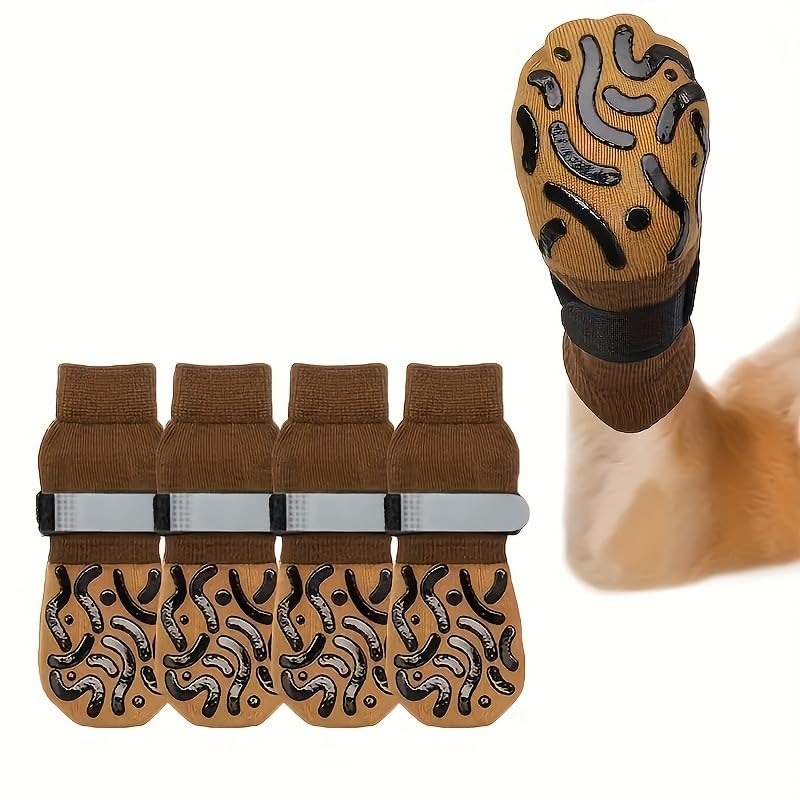 KUTKUT 4Pcs Non Slip Dog Socks with Grippers Prevent from Licking Paws, Anti-Slip Medium Dogs Grip Socks for Senior Dogs on Hardwood Floor (Size:- M: L*W: 16cm*6cm) - Image 1